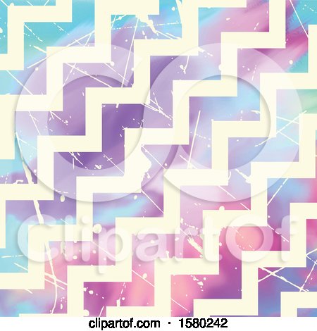 Clipart of a Watercolor Zig Zag Background - Royalty Free Vector Illustration by KJ Pargeter