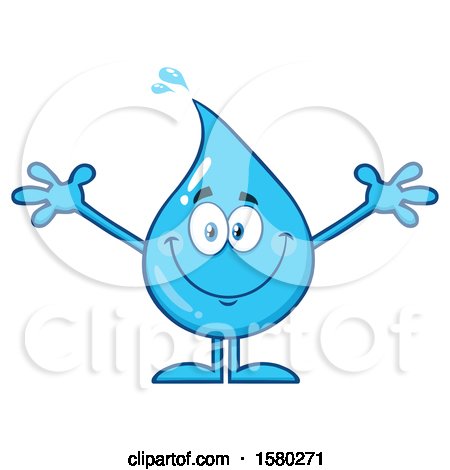 Clipart of a Water Drop Mascot Character with Open Arms - Royalty Free Vector Illustration by Hit Toon