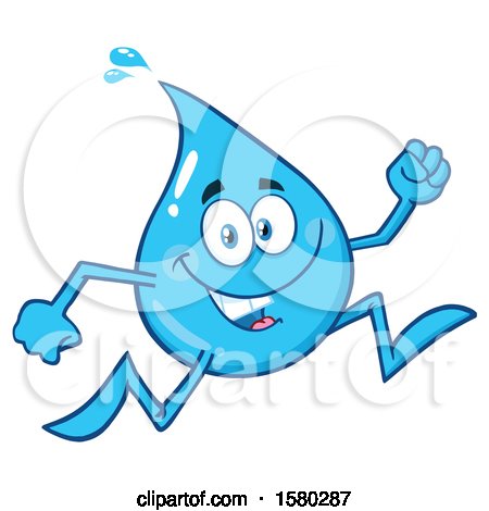 Clipart of a Water Drop Mascot Character Running - Royalty Free Vector Illustration by Hit Toon