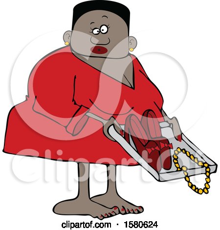 Clipart of a Black Woman Going Through Airport TSA Security - Royalty Free Vector Illustration by djart