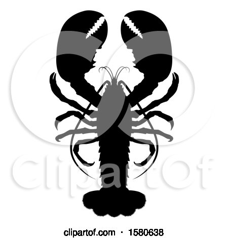 Clipart of a Black Silhouetted Lobster - Royalty Free Vector Illustration by AtStockIllustration