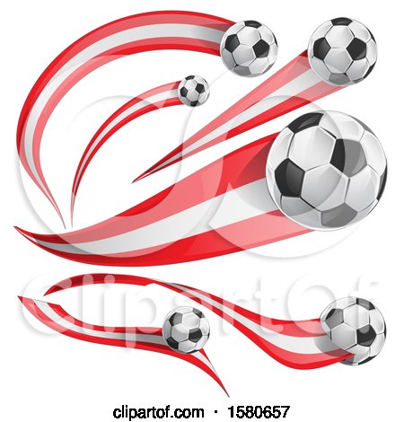 Clipart of 3d Soccer Balls and Peruvian Flags - Royalty Free Vector Illustration by Domenico Condello