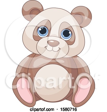 Clipart of a Cute Blue Eyed Stuffed Panda Toy - Royalty Free Vector Illustration by Pushkin
