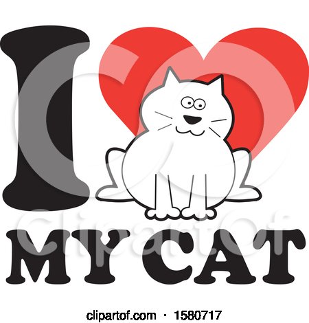 Clipart of a Kitty on an I Love My Cat Design - Royalty Free Vector Illustration by Johnny Sajem