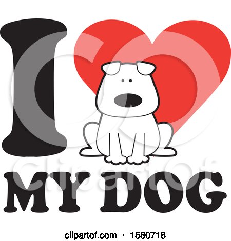 Clipart of a Canine on an I Love My Dog Design - Royalty Free Vector Illustration by Johnny Sajem