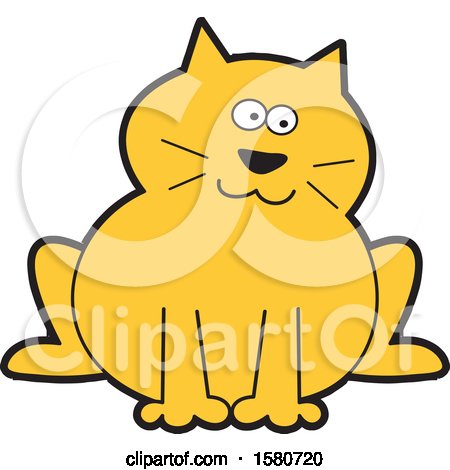 Clipart of a Sitting Chubby Orange Kitty Cat - Royalty Free Vector Illustration by Johnny Sajem