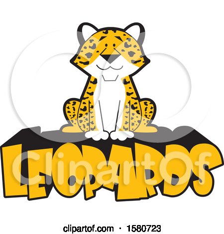 Clipart of a Sitting Happy Leopard with Text - Royalty Free Vector Illustration by Johnny Sajem