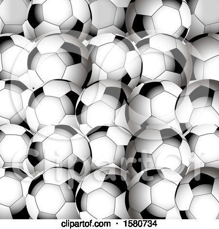 Clipart of a Background of 3d Soccer Balls - Royalty Free Vector Illustration by elaineitalia