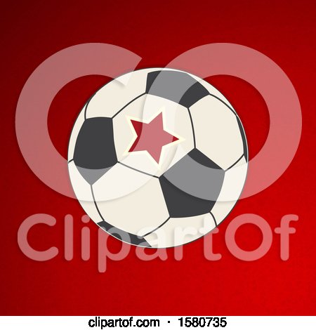 Clipart of a Soccer Ball with a Star, over Red - Royalty Free Vector Illustration by elaineitalia