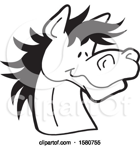 Clipart of a Black and White Horse Mascot - Royalty Free Vector Illustration by Johnny Sajem