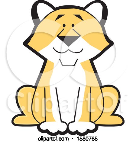Clipart of a Sitting Cougar Big Cat Mascot - Royalty Free Vector Illustration by Johnny Sajem