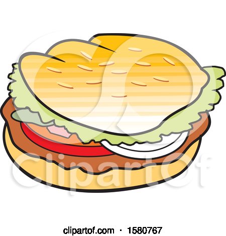 Clipart of a Cartoon Hamburger - Royalty Free Vector Illustration by Johnny Sajem