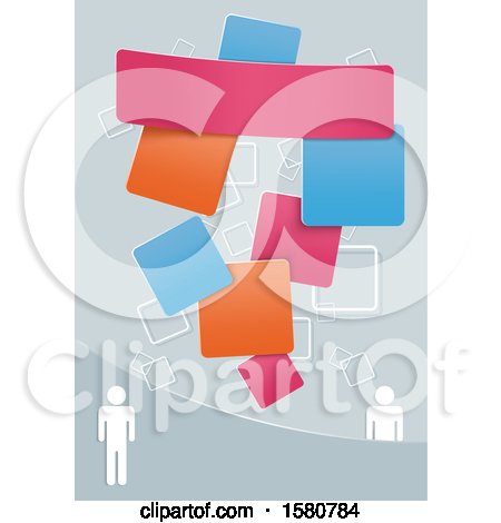 Clipart of a Background with People and Colorful Squares - Royalty Free Vector Illustration by dero