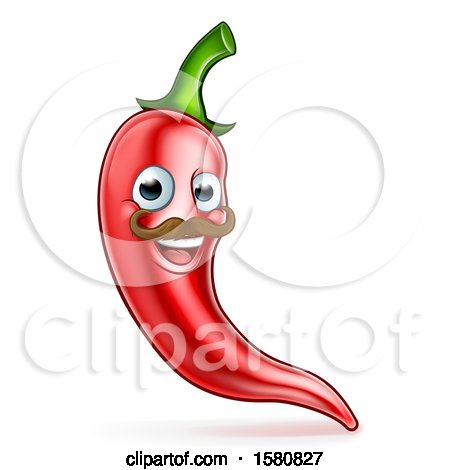 Clipart of a Happy Red Chile Pepper Mascot Character with a Mustache - Royalty Free Vector Illustration by AtStockIllustration