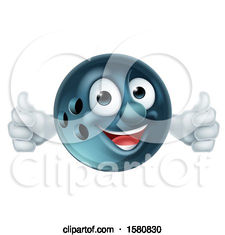 Clipart of a Happy Bowling Ball Mascot Giving Two Thumbs up - Royalty Free Vector Illustration by AtStockIllustration