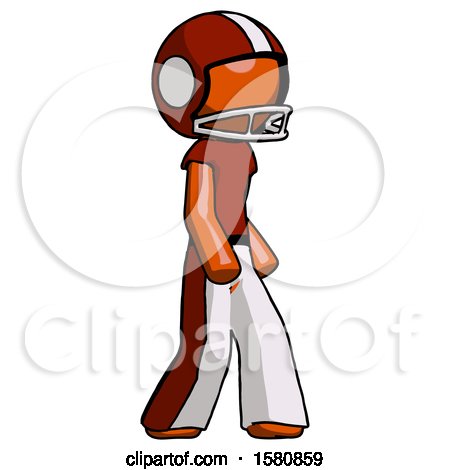 Orange Football Player Man Walking Turned Right Front View by Leo Blanchette