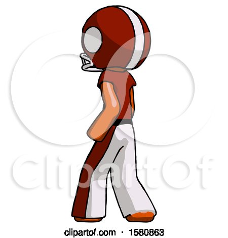 Orange Football Player Man Walking Away Direction Left View by Leo Blanchette