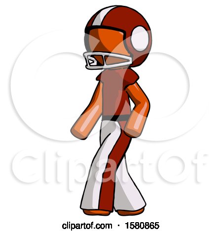 Orange Football Player Man Man Walking Turned Left Front View by Leo Blanchette