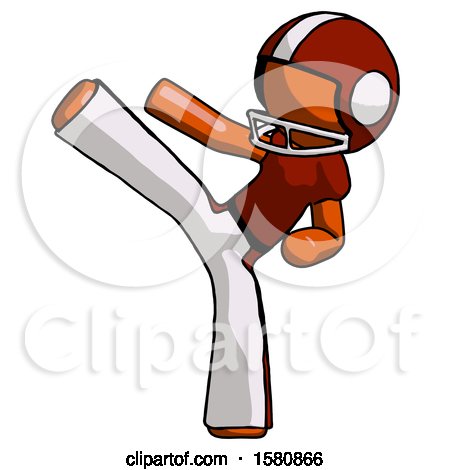 Orange Football Player Man Ninja Kick Left by Leo Blanchette
