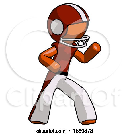 Orange Football Player Man Martial Arts Defense Pose Right by Leo Blanchette
