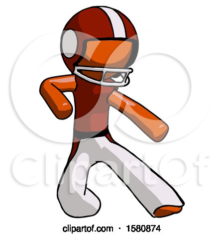 Orange Football Player Man Karate Defense Pose Right by Leo Blanchette