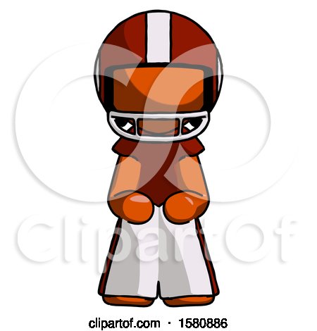 Orange Football Player Man Squatting Facing Front by Leo Blanchette
