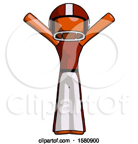 Orange Football Player Man with Arms out Joyfully by Leo Blanchette