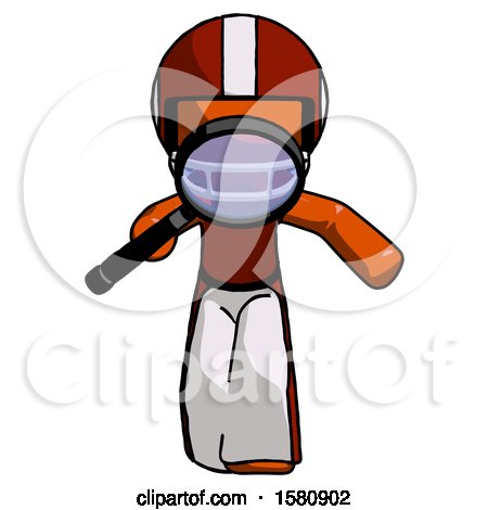 Orange Football Player Man Looking down Through Magnifying Glass by Leo Blanchette