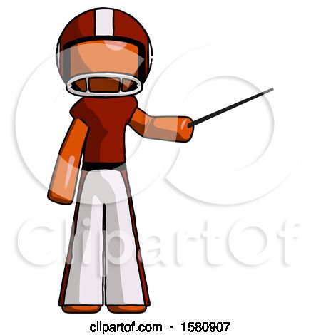Orange Football Player Man Teacher or Conductor with Stick or Baton Directing by Leo Blanchette