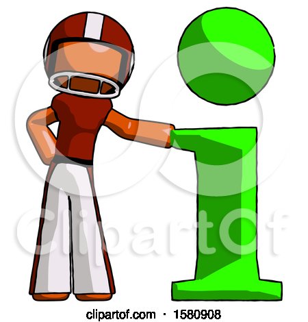 Orange Football Player Man with Info Symbol Leaning up Against It by Leo Blanchette