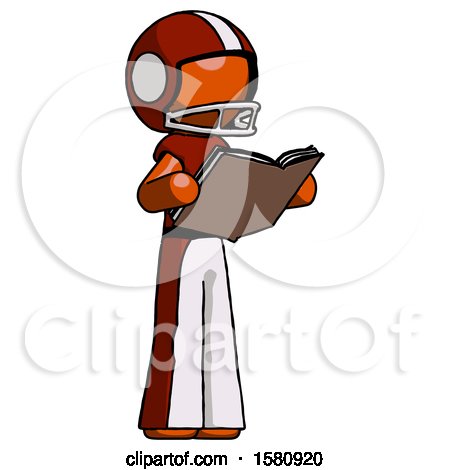 Orange Football Player Man Reading Book While Standing up Facing Away by Leo Blanchette