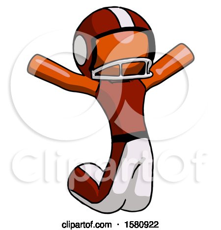Orange Football Player Man Jumping or Kneeling with Gladness by Leo Blanchette
