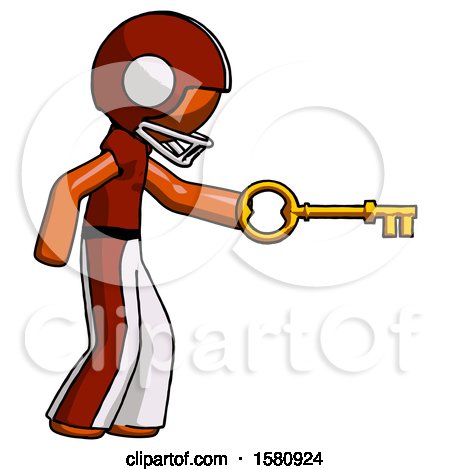 Orange Football Player Man with Big Key of Gold Opening Something by Leo Blanchette
