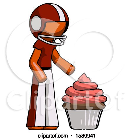 Orange Football Player Man with Giant Cupcake Dessert by Leo Blanchette