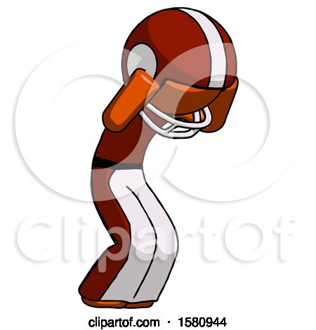 Orange Football Player Man with Headache or Covering Ears Turned to His Right by Leo Blanchette