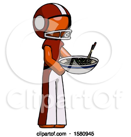 Orange Football Player Man Holding Noodles Offering to Viewer by Leo Blanchette