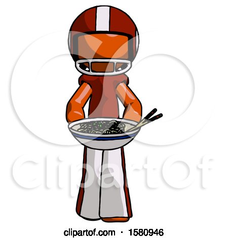 Orange Football Player Man Serving or Presenting Noodles by Leo Blanchette