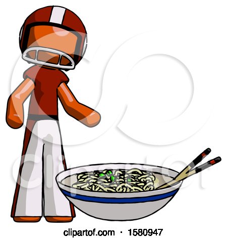 Orange Football Player Man and Noodle Bowl, Giant Soup Restaraunt Concept by Leo Blanchette