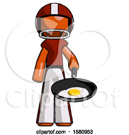 Orange Football Player Man Frying Egg in Pan or Wok by Leo Blanchette