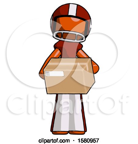 Orange Football Player Man Holding Box Sent or Arriving in Mail by Leo Blanchette