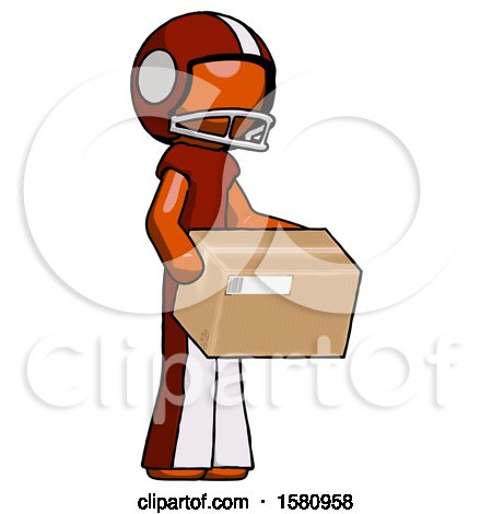 Orange Football Player Man Holding Package to Send or Recieve in Mail by Leo Blanchette