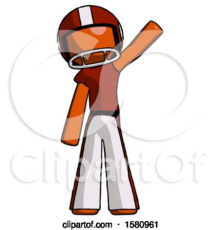 Orange Football Player Man Waving Emphatically with Left Arm by Leo Blanchette
