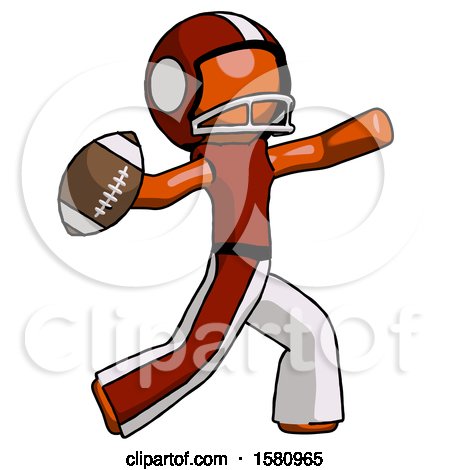 Orange Football Player Man Throwing Football by Leo Blanchette