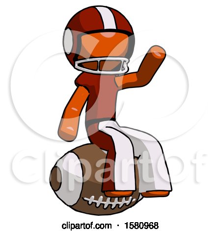 Orange Football Player Man Sitting on Giant Football by Leo Blanchette