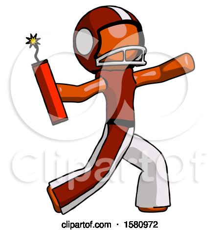 Orange Football Player Man Throwing Dynamite by Leo Blanchette