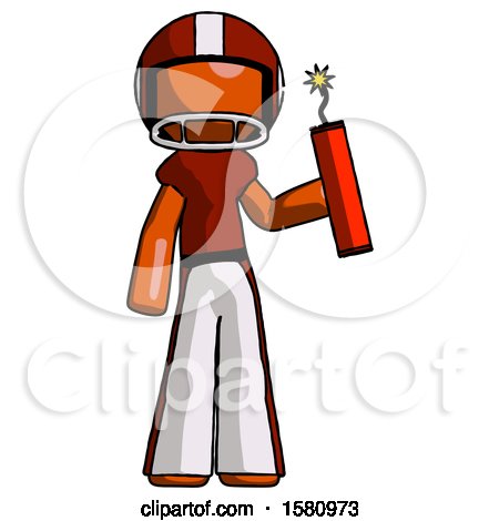 Orange Football Player Man Holding Dynamite with Fuse Lit by Leo Blanchette