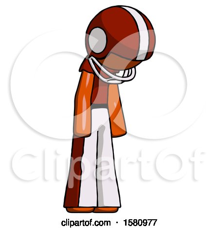 Orange Football Player Man Depressed with Head down Turned Right by Leo Blanchette