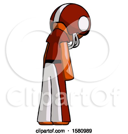 Orange Football Player Man Depressed with Head Down, Back to Viewer, Right by Leo Blanchette