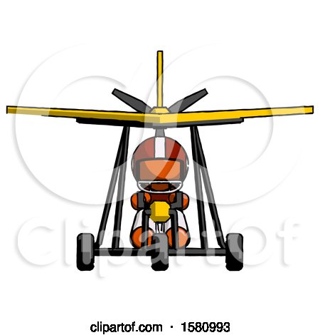 Orange Football Player Man in Ultralight Aircraft Front View by Leo Blanchette