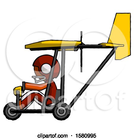 Orange Football Player Man in Ultralight Aircraft Side View by Leo Blanchette